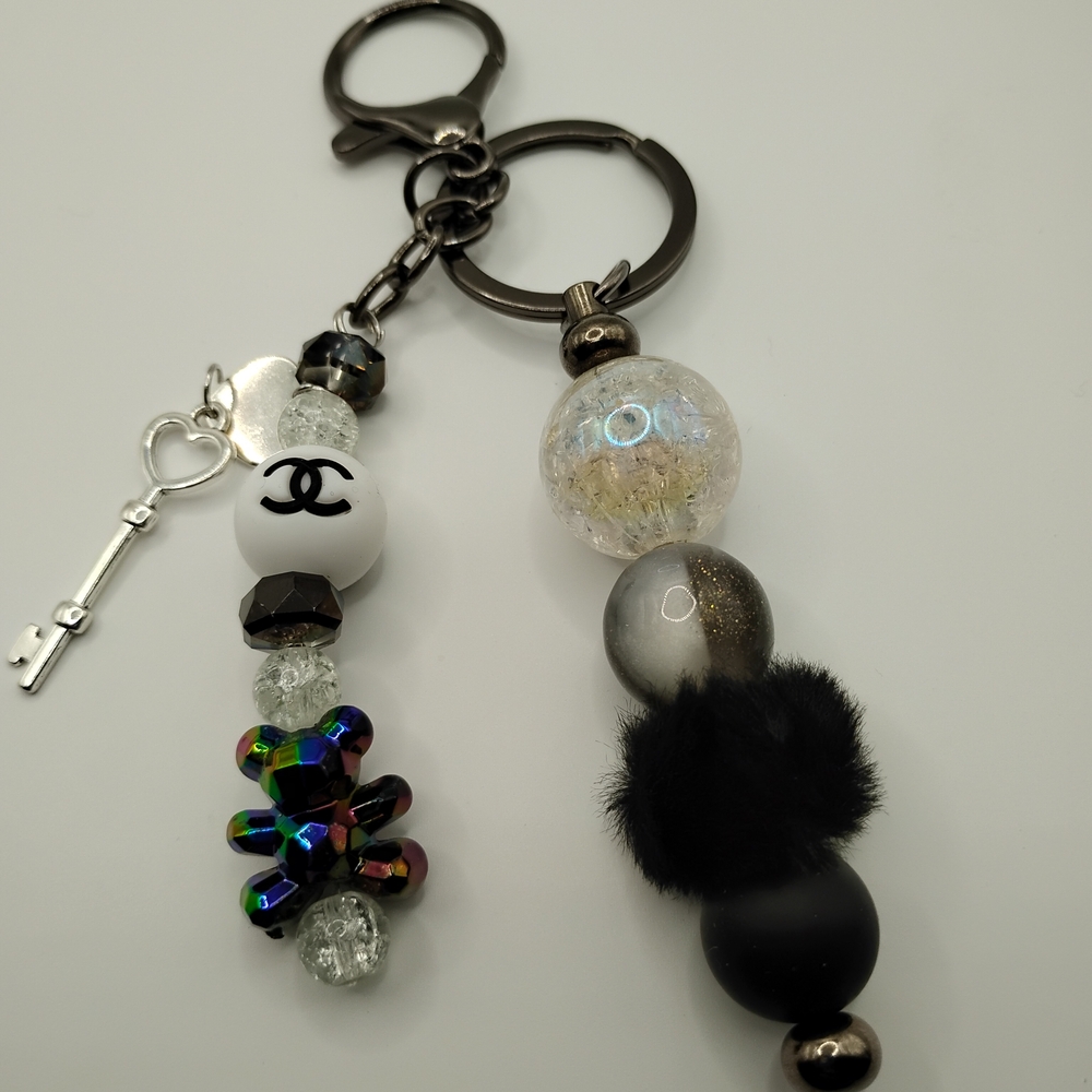 Chic Black and White Chanel Vibes Keychain Accessory - Picture 2 of 3